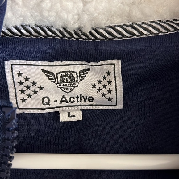 NEW Q-ACTIVE BLUE SHERPA LINED FAUX FUR FULL ZIP HOODIE JACKET SIZE LARGE - Picture 9 of 10